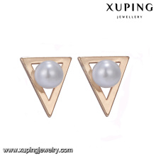 94668 Neuestes Gold Ohrring Designs Dreieck Form einfach Stil Nachahmung Perlenohrringe